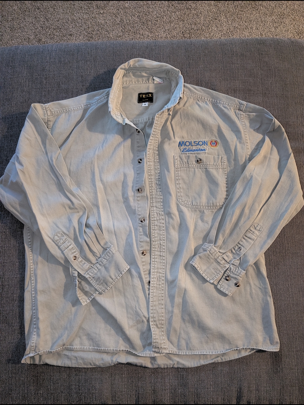 Vintage Molson Edmonton Beige Cotton Button Up Shirt